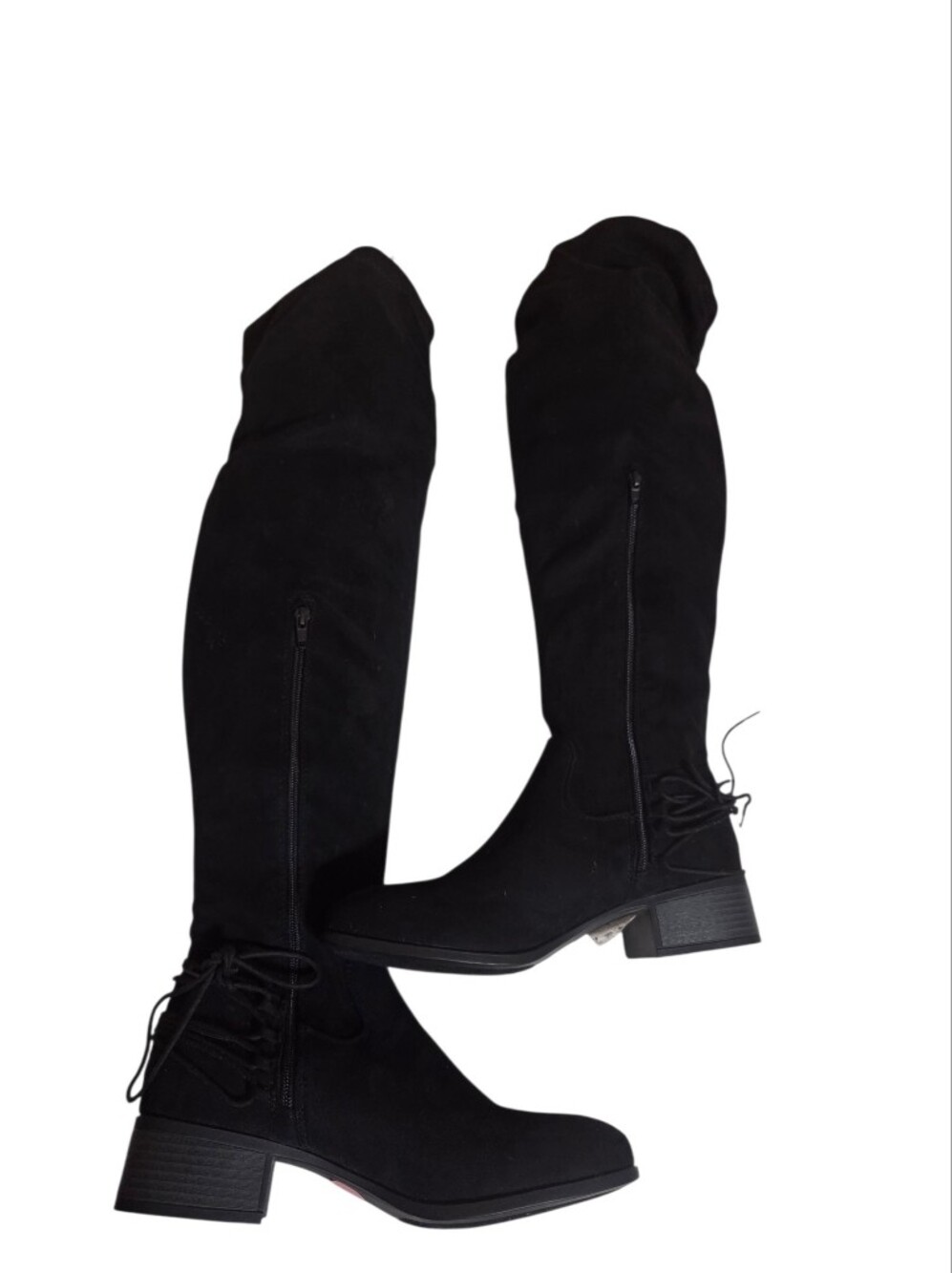Fitted Black Knee High Boots